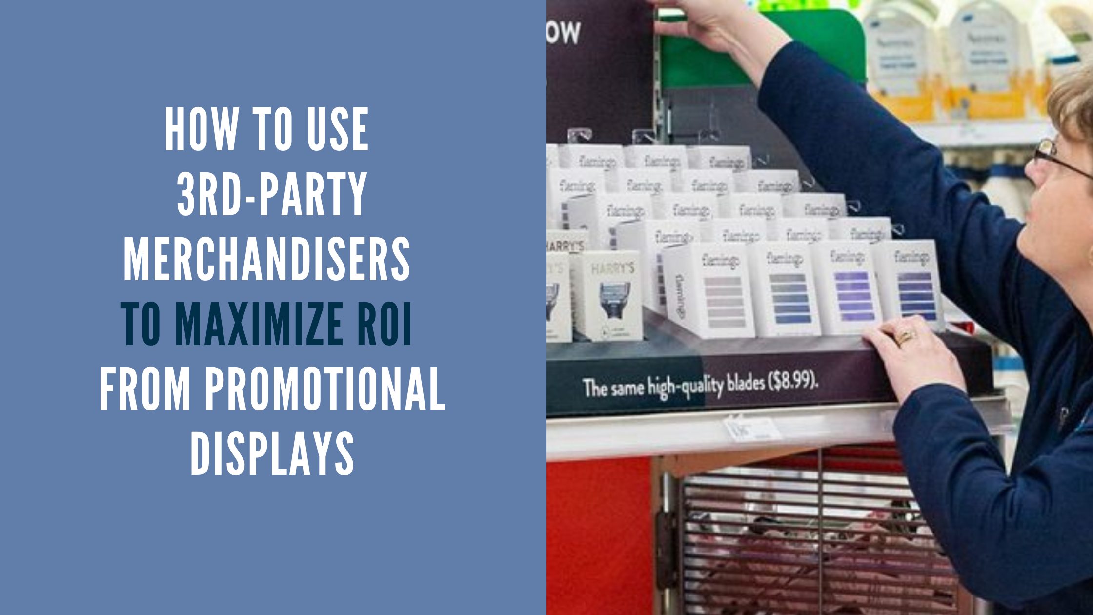 Woman auditing endcap display.